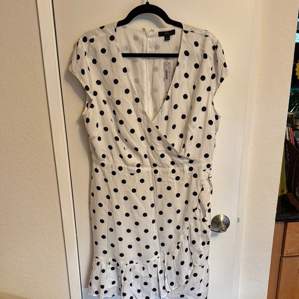 NWT JCrew White Polka Dot Wrap Dress